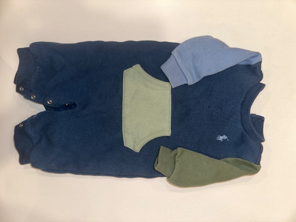 Ralph Lauren Polo Long Sleeve Jumpsuit In Blue And Green Baby Boy Girl Size 3M